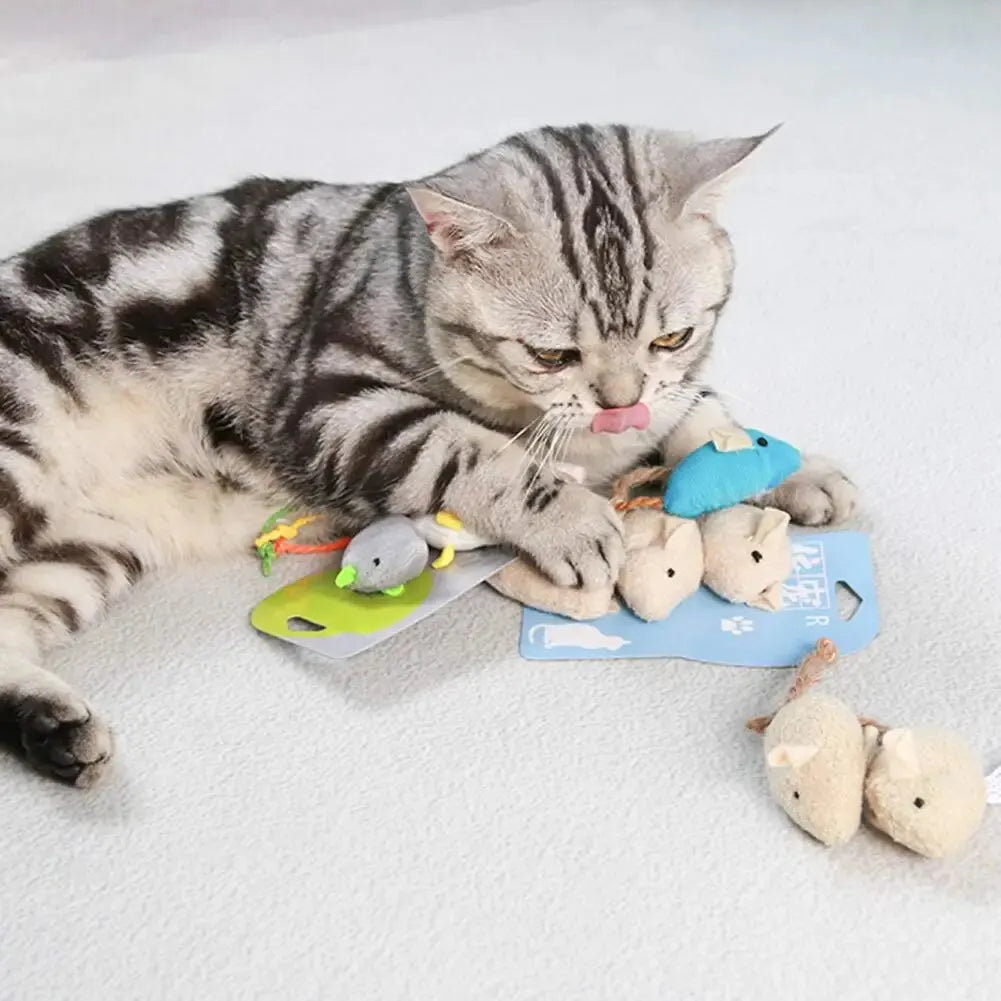 3-Pack of Plush Chew and Scratch Mice